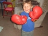 Trying out the boxing gloves