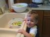 James helping and eating apples. 